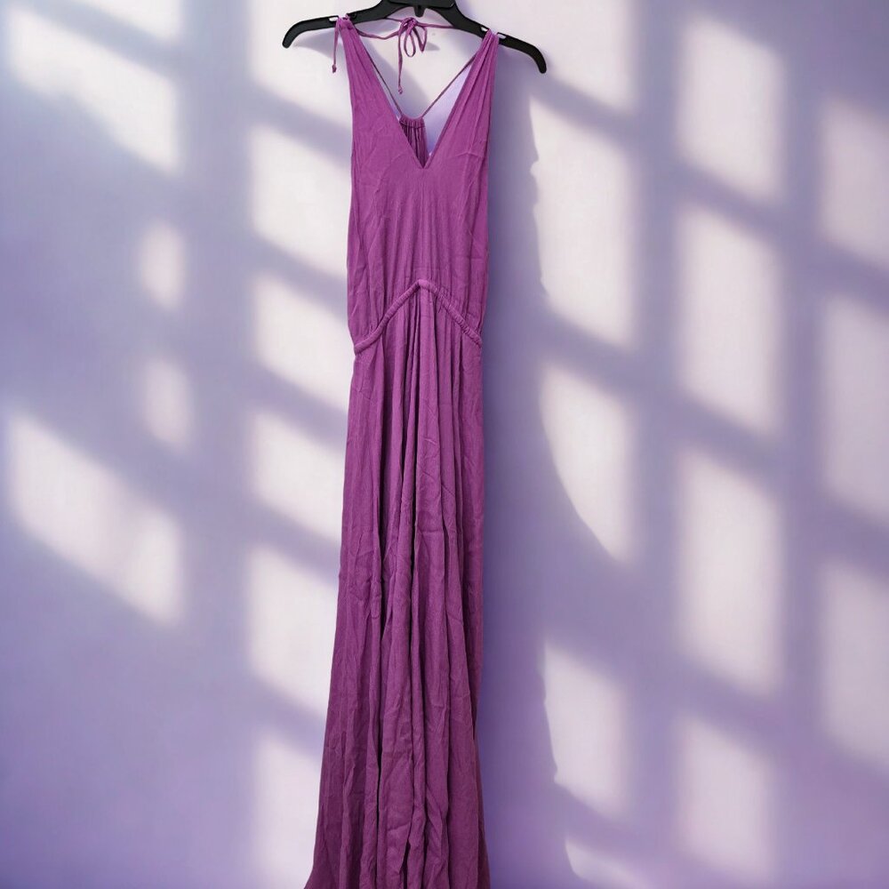 💜 Vici Purple Maxi Dress – Sleeveless Flowy Boho Evening Style